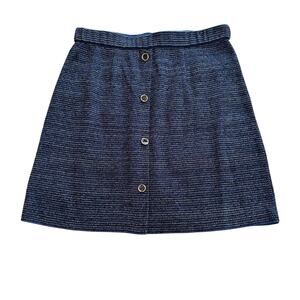 Misook Blue Metallic Knitted Pull On Mini Skirt Medium